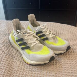 Adidas Bright Yellow and White Running Shoes